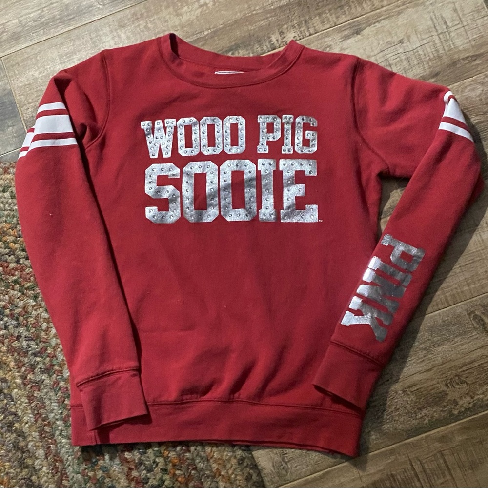 Pink Victoria’s Secret with Jones & Mitchell sweatshirt, Arizona razorback